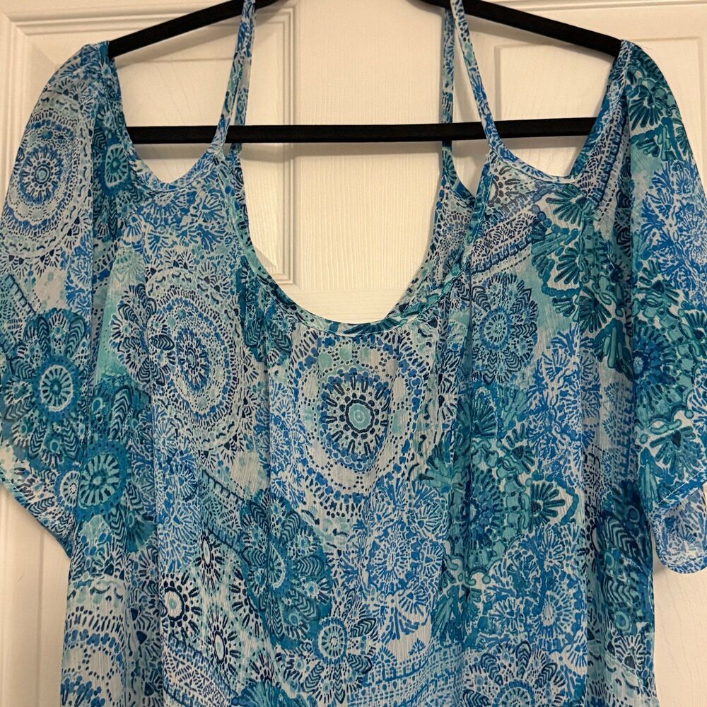 BLEU Rod Beattie Swim Coverup Open Shoulder with Sleeves Women's Size Large - Picture 2 of 6
